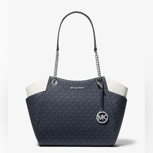 Michael Kors Jet Set Large Two Tone Signature Logo Shoulder Bag